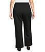 Multiples Plus Size Solid 4-Way Stretch Ponte Elastic No-Waist Pintuck Pull-On Flare Leg Ankle Pants, Color:Black - Image 2