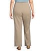 Multiples Plus Size Solid 4-Way Stretch Ponte Elastic No-Waist Pintuck Pull-On Ankle Pants, Color:Stone - Image 2