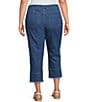 Multiples Plus Size Solid Denim 4-Way Stretch Double Fringe Trim Hem Crop Pants - Image 2