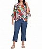 Multiples Plus Size Solid Denim 4-Way Stretch Double Fringe Trim Hem Crop Pants - Image 5
