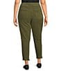 Multiples Plus Size Solid Garment Dyed Functional Pockets Straight Leg Fringe Hem Pull-On Ankle Pants - Image 2