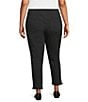 Multiples Plus Size Solid Garment Dyed Straight Leg Fringe Hem Pull-On Ankle Pants, Color:Black - Image 2