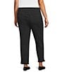 Multiples Plus Size Solid Garment Dyed Straight Leg Fringe Hem Pull-On Ankle Pants, Color:Black - Image 4