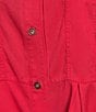 Multiples Plus Size Solid Lyocell Point Collar 3/4 Flounce Sleeve Button Front Peplum Jacket, Color:Fiery Red - Image 5
