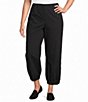 Multiples Plus Size Solid Twill No Waist Side Panel Elastic Hem Cropped Pants - Image 1