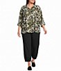 Multiples Plus Size Solid Twill No Waist Side Panel Elastic Hem Cropped Pants - Image 3