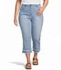Multiples Plus Size Stretch Pull-On Cropped Jeans - Image 1
