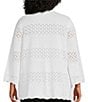Color:White - Image 2 - Plus Size Sweater Knit 3/4 Sleeve Scallop Edge Open-Front Cardigan