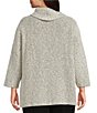 Multiples Plus Size Textured Knit Cowl Neck 3/4 Sleeve Faux Button Novelty Top - Image 2