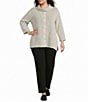 Multiples Plus Size Textured Knit Cowl Neck 3/4 Sleeve Faux Button Novelty Top - Image 3