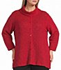 Multiples Plus Size Textured Knit Cowl Neck 3/4 Sleeve Faux Button Novelty Top - Image 6