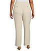 Color:Flax - Image 2 - Plus Size Textured Linen Blend Drawstring Waist Pull-On Pants
