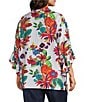 Multiples Plus Size Textured Woven Floral Point Collar 3/4 Sleeve Tie Front Shirt - Image 5