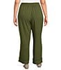 Multiples Plus Size Textured Woven Slub Drawstring Fringe Band Cropped Coordinating Pants - Image 2