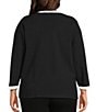 Multiples Plus Size Wide Neck 3/4 Sleeve Sweater Knit Top, Color:Black - Image 2