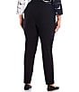 Multiples Slimsation® by Multiples Plus Size Wide Waistband Pull-On Plain Weave Ankle Pants, Color:Black - Image 2