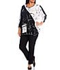 Multiples Slimsation® by Multiples Plus Size Wide Waistband Pull-On Plain Weave Ankle Pants, Color:Black - Image 3