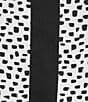 Multiples Plus Size Woven Dotted Split Round Band V-Neck Long Roll-Tab Sleeve Top, Color:Black/White Print - Image 6