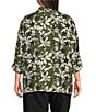 Multiples Plus Size Woven Floral Multi Print Point Collar 3/4 Roll-Tab Sleeve Button-Front Crinkle Shirt - Image 2