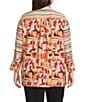 Multiples Plus Size Woven Multi Print Point Collar 3/4 Sleeve Button Front Fitted Shirt, Color:Multi - Image 6