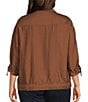 Multiples Plus Size Woven Point Collar Long Roll-Tab Sleeve Snap Front Jacket - Image 2