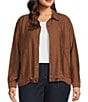Multiples Plus Size Woven Point Collar Long Roll-Tab Sleeve Snap Front Jacket - Image 3