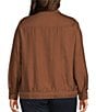 Multiples Plus Size Woven Point Collar Long Roll-Tab Sleeve Snap Front Jacket - Image 4
