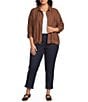 Multiples Plus Size Woven Point Collar Long Roll-Tab Sleeve Snap Front Jacket - Image 5