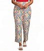 Multiples Plus Size Woven Print Wide Leg Crop Length Pull On Pants - Image 1