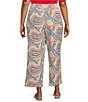 Multiples Plus Size Woven Print Wide Leg Crop Length Pull On Pants - Image 2