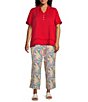Multiples Plus Size Woven Print Wide Leg Crop Length Pull On Pants - Image 3