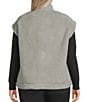 Multiples Plus Size Woven Stand Collar Sleeveless Snap-Front Fitted Vest, Color:Frost Grey - Image 3