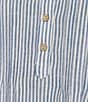 Multiples Plus Size Woven Yarn Dyed Stripe Point Collar 3/4 Roll-Tab Sleeve Pintuck Button-Front Shirt - Image 4