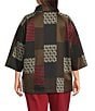 Multiples Plus Size Yarn Dye Jacquard Knit Patchwork Cowl Neck 3/4 Raglan Sleeve Top - Image 2