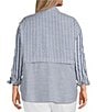 Multiples Plus Size Yarn-Dye Stripe Point Collar Long Roll-tab Sleeve Button-Front Shirt - Image 2