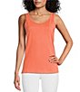 Color:Coral - Image 1 - Scoop Neck Sleeveless Fitted Knit Tank