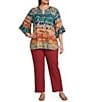Multiples Slimsation® by Multiples Plus Size Double Top Stitch Front Seam Fringe Cropped Pant - Image 3