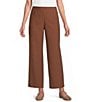 Multiples Slimsation Twill Wide Leg Crop Length Faux Zipper Pull On Pants - Image 1