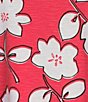 Color:Floral Multi - Image 4 - Slub Knit Floral Print Crew Neck Cap Dolman Sleeve Hi-Low Hem Fitted Top