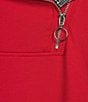 Multiples Solid Baby French Terry Plaid Quarter Zip Collar Band Cuff 3/4 Sleeve Top - Image 4