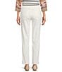 Multiples Solid Garment Dyed Straight Leg Fringe Hem Pull-On Ankle Pants, Color:Winter White - Image 2