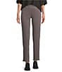 Multiples Solid Garment Dyed Straight Leg Fringe Hem Pull-On Ankle Pants, Color:Grante - Image 1