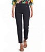 Multiples Solid Garment Dyed Straight Leg Fringe Hem Pull-On Ankle Pants - Image 1
