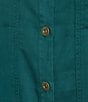 Multiples Solid Lyocell Point Collar 3/4 Sleeve Button-Front Jacket, Color:Deep Green - Image 5