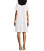 Multiples Solid Twill Point Collar Cap Sleeve Tiered Button Front Shirt Dress, Color:White - Image 2