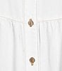 Multiples Solid Twill Point Collar Cap Sleeve Tiered Button Front Shirt Dress, Color:White - Image 3