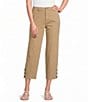 Multiples Stretch Dyed Denim Flat Front Straight Leg Crop Length Pants - Image 1