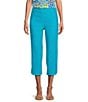 Color:Ocean - Image 1 - Stretch Twill Wide Waistband Straight-Leg Pull-On Capri Pants