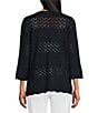 Color:Midnight - Image 2 - Sweater Knit 3/4 Sleeve Scallop Edge Open-Front Cardigan
