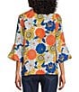 Multiples Textured Floral Multi Wire Collar 3/4 Sleeve Button-Front Jacket - Image 2
